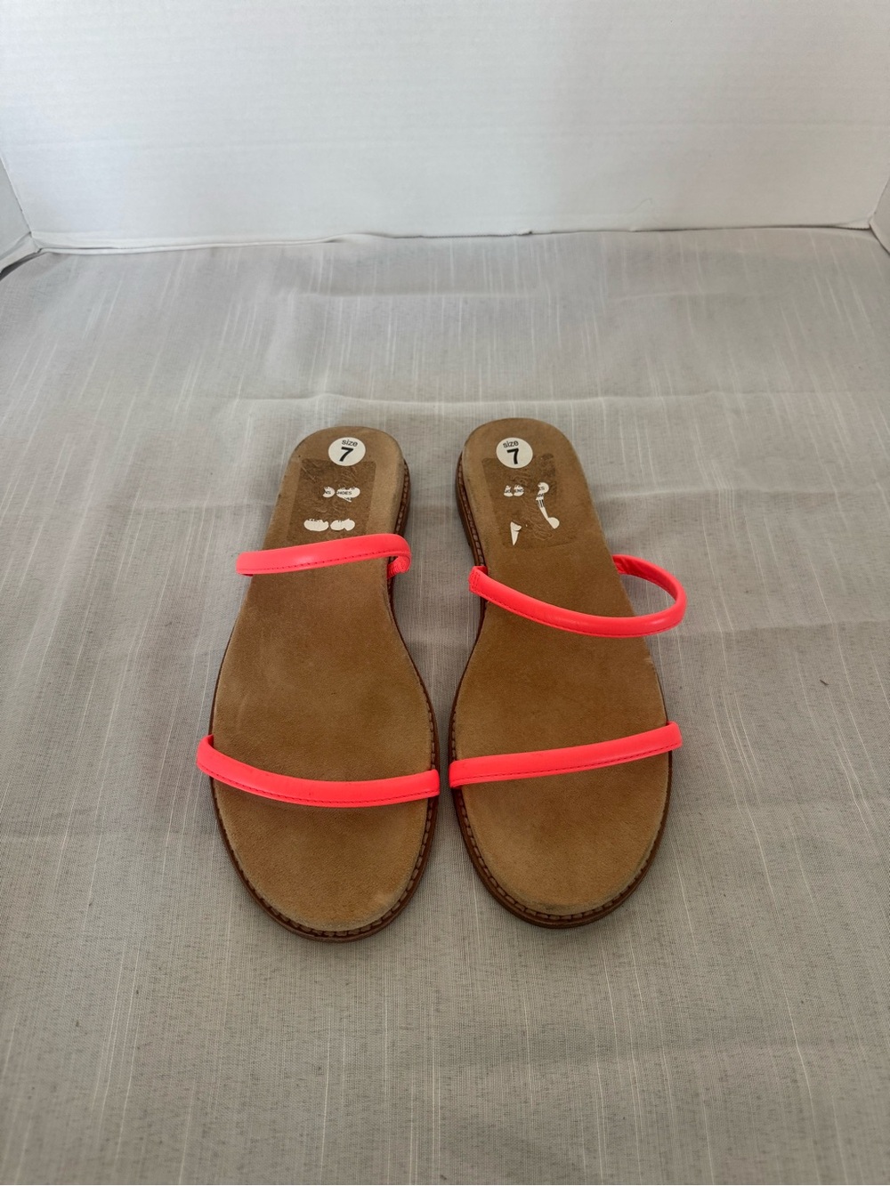 Madewell Neon Coral Double-Strap Slide Sandals Size 7